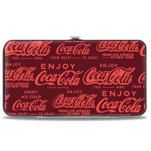 Buckle-Down Coca-Cola Geldbörse aufklappbar Enjoy Coca Cola Logos braun rot veganes Leder von Buckle-Down