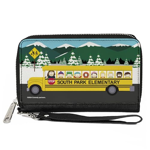Buckle-Down Comedy Central Wallet Zip Around South Park Elementary School Bus Character Group Scene Vegan Leather, 7.5"x4.5", Casual von Buckle-Down