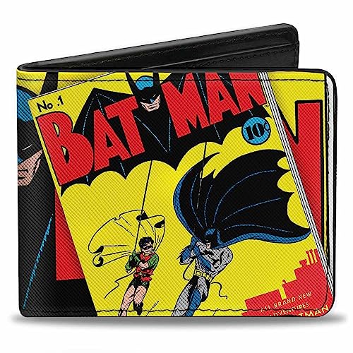 Buckle-Down DC Comics Geldbörse, Bifold, Classic Batman Issue 1 Robin Batman Logo Close Up Cover Pose, veganes Leder, gelb, 4.0" x 3.5", Casual von Buckle-Down