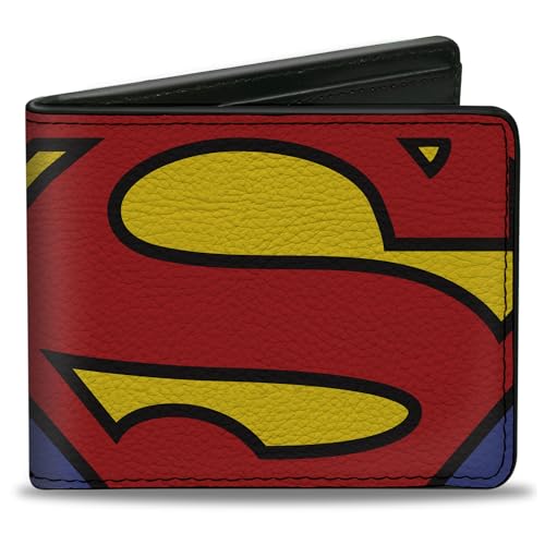 Buckle-Down DC Comics Geldbörse Bifold Superman Close Up Shield Blau Vegan Leder, Blau, 4.0" x 3.5", Casual von Buckle-Down