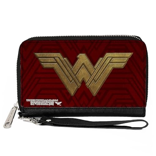 Buckle-Down DC Comics Geldbörse Zip Around Wonder Woman 2017 Icon Burgundys/Gold Veganes Leder, 7.5"x4.5", Casual von Buckle-Down