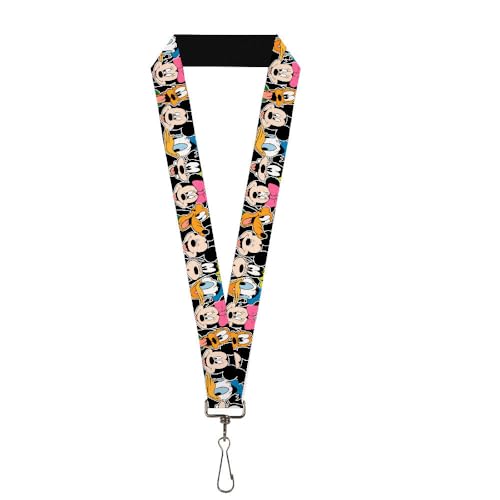 Buckle-Down Damen Lanyard-1.0"-Classic Disney Character Faces Black Schlsselanhnger, Mehrfarbig, Einheitsgröße von Buckle-Down