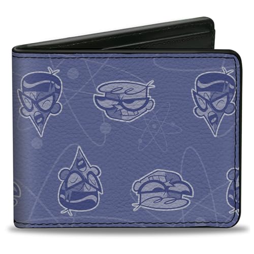 Buckle-Down Dexter's Labor-Geldbörse, Bifold, Dexters Laboratory Dexter und Mandark Face Collage Blues, veganes Leder, 4.0" x 3.5", Casual von Buckle-Down