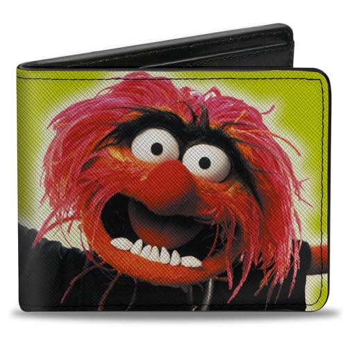 Buckle-Down Disney Wallet Bifold The Muppets Animal Portrait and Autogramm Yellow Vegan Leather, 4.0" x 3.5", Casual von Buckle-Down