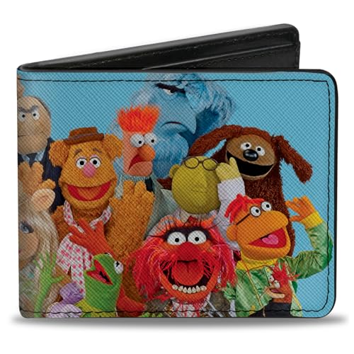 Buckle-Down Disney Wallet Bifold The Muppets Character Group Pose Portrait Blue Vegan Leather, 4.0" x 3.5", Casual von Buckle-Down