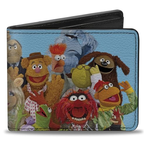 Buckle-Down Disney Wallet Bifold The Muppets Character Group Pose Portrait Blue Vegan Leather, Blau, 4.0" x 3.5", Casual von Buckle-Down