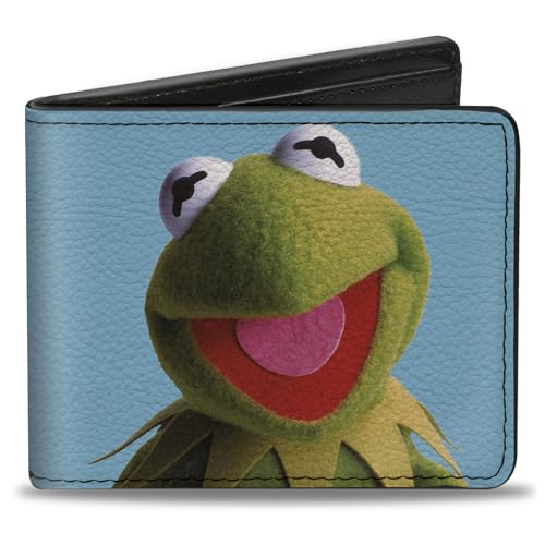 Buckle-Down Disney Wallet Bifold The Muppets Kermit The Frog Portrait Pose Blue Vegan Leather Blue 10.2 cm x 8.9 cm Casual von Buckle-Down