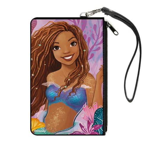 Buckle-Down Disney Zip Around Wallet The Little Mermaid Ariel Smiling Pose and Shells Pinks, Canvas, Pink, Large, Casual von Buckle-Down