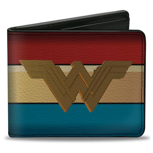 Buckle-Down Faltbare Geldbörse aus PU-Leder – Wonder Woman 2017 Icon/Streifen Rot/Gold/Blau von Buckle-Down