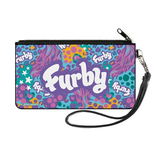 Buckle-Down Furby Geldbörse Reißverschluss Clutch Furby Titel Logo Pelz Print Blues Lila Weiß Canvas, Rot/Ausflug, einfarbig (Getaway Solids), SMALL, Casual von Buckle-Down