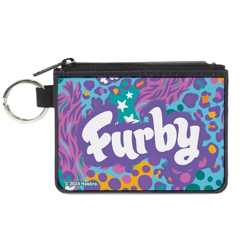 Buckle-Down Furby Geldbörse Reißverschluss Clutch Furby Titel Logo Pelz Print Blues Lila Weiß Canvas, Rot/Ausflug, einfarbig (Getaway Solids), X-SMALL, Casual von Buckle-Down