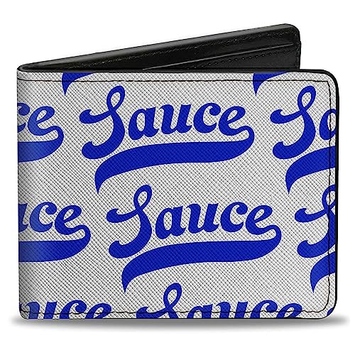 Buckle-Down Geldbörse, Bifold, Sauce Baseball Script Weiß Blau, Veganes Leder, Blau, weiß, 4.0" x 3.5", Casual von Buckle-Down