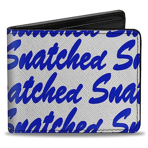 Buckle-Down Geldbörse, Bifold, Snatched Script White Blue, Veganes Leder, Blau, weiß, 4.0" x 3.5", Casual von Buckle-Down