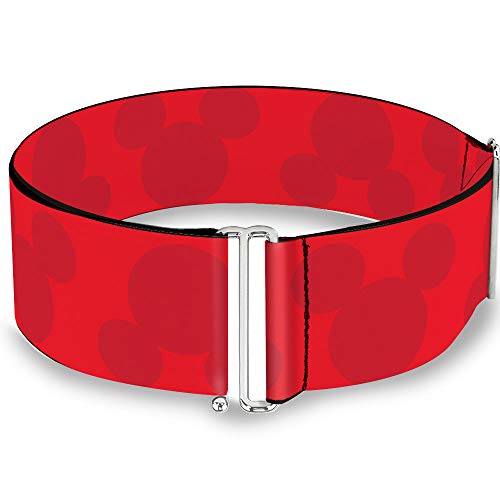 Buckle-Down Gürtel Damen Cinch Mickey Mouse Kopf Silhouette Flip Rot in verstellbaren Größen, Micky Maus, 3" x 44" von Buckle-Down