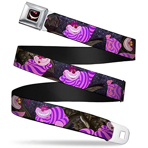 Buckle-Down Herren Grinsekatzenaugen/Smile Sicherheitsgurt – Alice im Wunderland Cheshire Katzenbaum posiert Gurtband Gürtel, Mehrfarbig, 1.5" Wide-24-38 Inches in Length von Buckle-Down