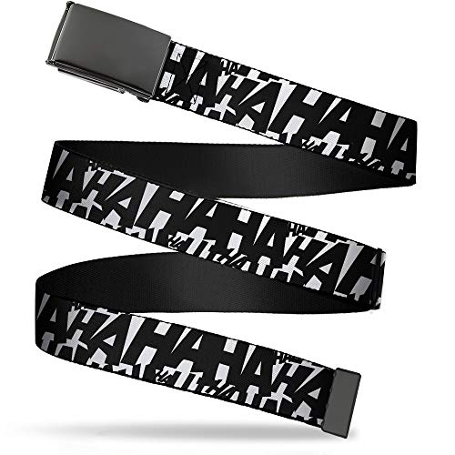 Buckle-Down Gürtelschnalle Jokers Laugh Hahaha Repeat weiß schwarz 3,2 cm breit passt bis Größe 42 von Buckle-Down