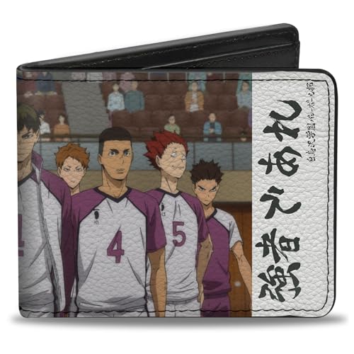 Buckle-Down Haikyu Geldbörse Bifold Shiratorizawa Academy Team Strong Man Group Pose Weiß Vegan Leder von Buckle-Down