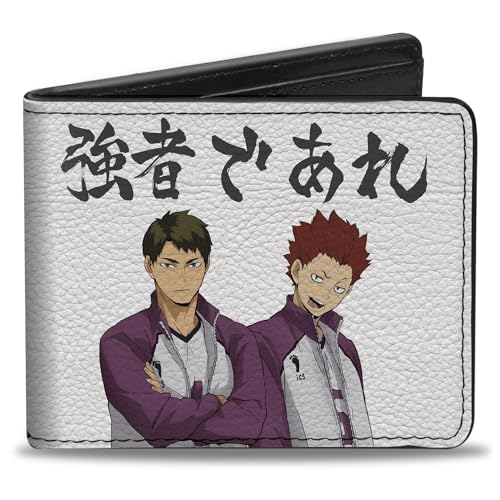 Buckle-Down Haikyu Geldbörse Bifold Shiratorizawa Academy Tendo Ushjima Strong Man Pose, Veganes Leder von Buckle-Down