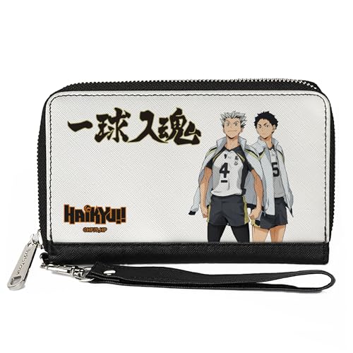 Buckle-Down Haikyu Geldbörse mit umlaufendem Reißverschluss, Fukurodani Academy Bokuto und Akaashi Players Pose, Veganes Leder von Buckle-Down