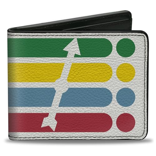 Buckle-Down Hasbro Geldbörse Bifold Twister Spin Stripe Spinner Weiß Mehrfarbig Veganes Leder, Weiss/opulenter Garten, 4.0" x 3.5", Casual von Buckle-Down