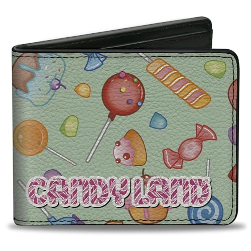 Buckle-Down Hasbro Wallet Bifold Candy Land Title Logo und Candy Collage Mint Green Vegan Leder, Grün , 4.0" x 3.5", Casual Buckle-Down Hasbro Wallet Bifold Candy Land Title Logo und Candy Collage Mint Green Vegan Leder, Grün , 4.0" x 3.5", Casual von Buckle-Down