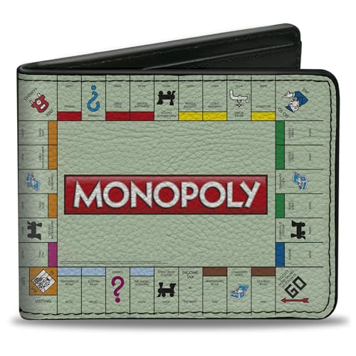 Buckle-Down Hasbro Wallet Bifold Monopoly Game Board Layout Veganes Leder, Grün , 4.0" x 3.5", Casual von Buckle-Down