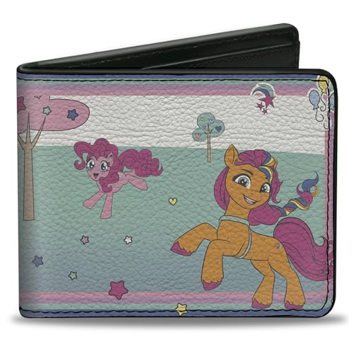 Buckle-Down Hasbro Wallet Bifold My Little Pony Three Pony Szene Vegan Leder, Mehrfarbig, 4.0" x 3.5", Casual von Buckle-Down