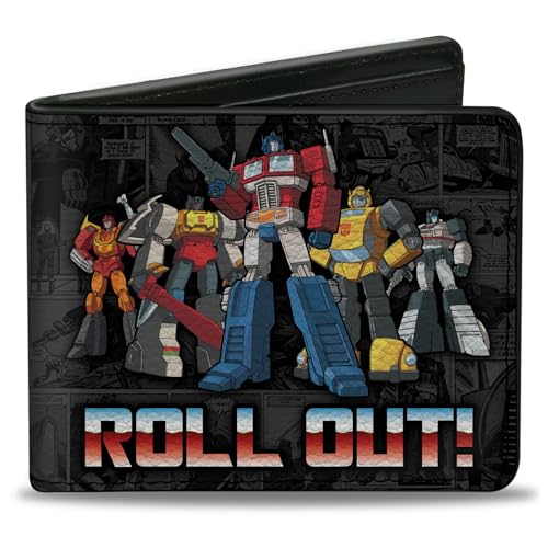 Buckle-Down Hasbro Wallet Bifold Transformers Autobots Roll Out and Shield Comic Panels Grays, Veganes Leder, Schwarz, 4.0" x 3.5", Casual von Buckle-Down