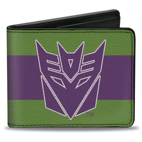 Buckle-Down Hasbro Wallet Bifold Transformers Decepticon Shield and Stripe Green Purple White Vegan Leather, Mehrfarbig, 4.0" x 3.5", Casual von Buckle-Down
