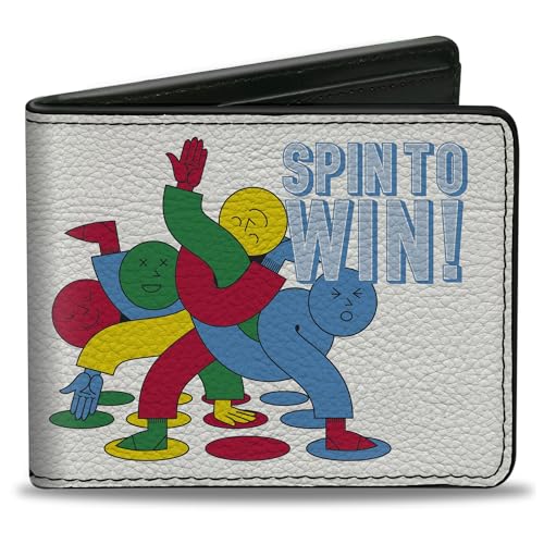 Buckle-Down Hasbro Wallet Bifold Twister Spin To Win! Group Pose White Blues Multi Color, Veganes Leder, Weiss/opulenter Garten, 4.0" x 3.5", Casual von Buckle-Down