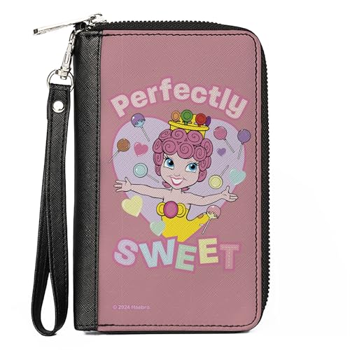 Buckle-Down Hasbro Wallet Zip Around Candy Land Perfectly Sweet Princess Lolly Heart Pose Pink Vegan Leather, Pink, 7.5"x4.5", Casual von Buckle-Down