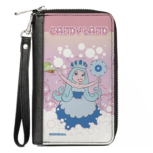 Buckle-Down Hasbro Wallet Zip Around Candy Land Queen Frostine Ice Cream Sea Pose Pink Vegan Leder, Mehrfarbig, 7.5"x4.5", Casual von Buckle-Down