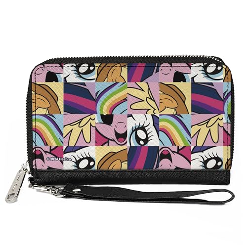 Buckle-Down Hasbro Wallet Zip Around My Little Pony Friendship is Magic Close Up Blocks Collage Vegan Leather, Mehrfarbig, 7.5"x4.5", Casual von Buckle-Down