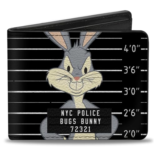 Buckle-Down Herren Bifold Bugs Bunny Geldbörse Reisezubehör-Bi-Fold-Brieftasche, Schwarz und Weiß, 4.0" x 3.5" von Buckle-Down