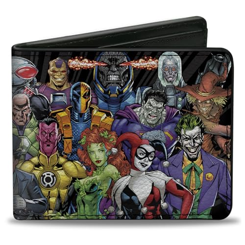 Buckle-Down Herren Bifold Wallet DC Villains Reisezubehr-Bi-Fold-Brieftasche, Mehrfarbig, 4.0" x 3.5" von Buckle-Down