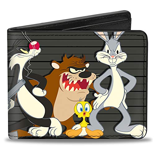 Buckle-Down Herren Bifold Wallet Looney Tunes Reisezubehör-Bi-Fold-Brieftasche, Schwarz, 4.0" x 3.5" von Buckle-Down