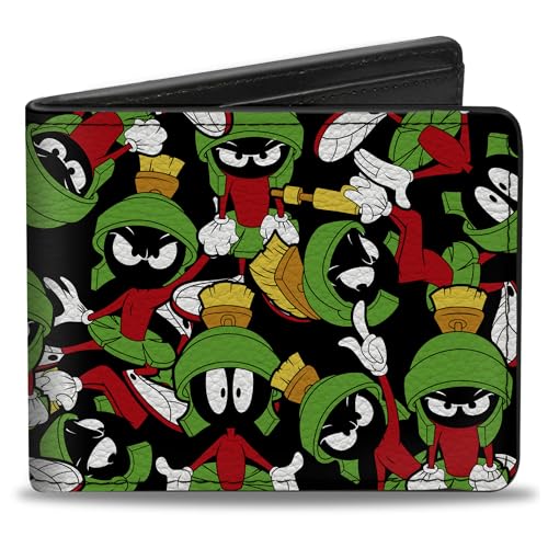 Buckle-Down Herren Bifold Wallet Marvin The Martian Reisezubehör-Bi-Fold-Brieftasche, Schwarz, 10.1 cm x 8.89 cm von Buckle-Down