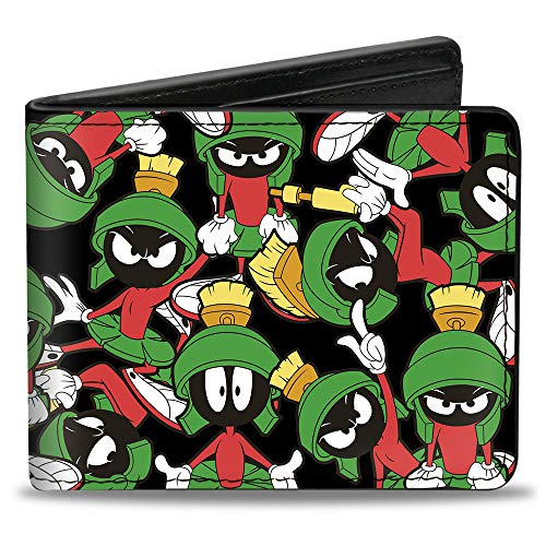 Buckle-Down Herren Bifold Wallet Marvin The Martian Reisezubehör-Bi-Fold-Brieftasche, Schwarz, 10.1 cm x 8.89 cm von Buckle-Down