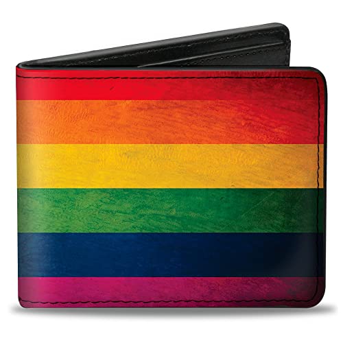 Buckle-Down Herren Pu Bifold Wallet Reisezubehr-Bi-Fold-Brieftasche, Mehrfarbige Flagge, 4.0" x 3.5" von Buckle-Down