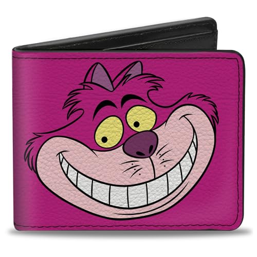 Buckle-Down Herren Cheshire Cat Face + Stripes Pinks Reisezubehr-Bi-Fold-Brieftasche, Mehrfarbig, Standard größe von Buckle-Down