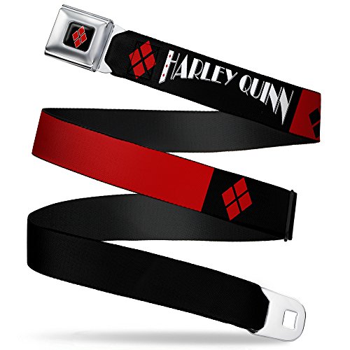 Buckle-Down Herren Full Color Seatbelt Belt-Harley Quinn/Diamonds Black/Red/White Webbing Grtel, Mehrfarbig, 4 cm Breit-61/97 cm Länge von Buckle-Down