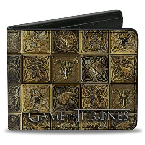 Buckle-Down Herren Game of Thrones Geldbörse Bifold House Sigil Blocks Gold Veganes Leder 10,2 x 8,9 cm, Game of Thrones, 4.0" x 3.5", Game of Thrones Geldbörse Bifold Game of Thrones House Sigil von Buckle-Down