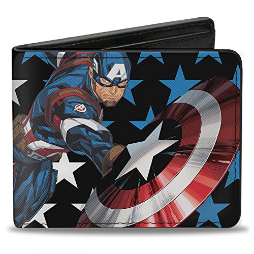 Buckle-Down Herren Geldbörse, Captain America, 4.0" x 3.5" von Buckle-Down