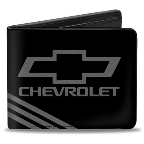 Buckle-Down Herren Geldbörse Chevrolet Bowtie 3-Streifen Schwarz/Anthrazit Reisezubehör-Bi-Fold-Brieftasche, Multi, Einheitsgröße von Buckle-Down