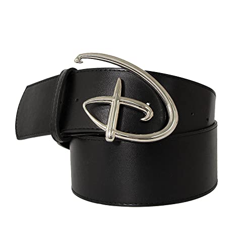 Buckle-Down Herren Logo Silver Cast Buckle, Black Vegan Leather Belt Gürtel, Disney Signature D, 2.75" Wide-Fits-39-47 Inches von Buckle-Down