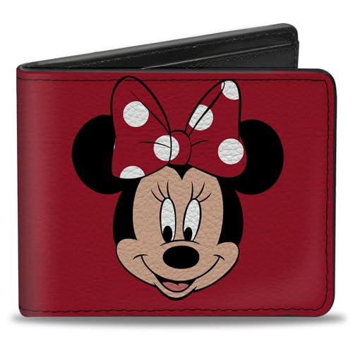 Buckle-Down Herren Minnie Mouse Face + Script Polka Dots Red/White Reisezubehör-Bi-Fold-Brieftasche, Mehrfarbig, Standard größe von Buckle-Down
