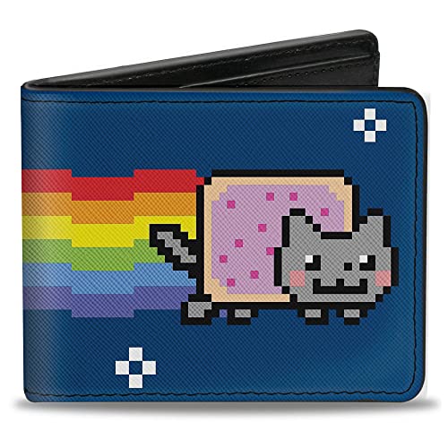 Buckle-Down Herren PU Bifold – Nyan Cat Blue Geldbörse, Mehrfarbig, 4,0 x 3,5 US von Buckle-Down