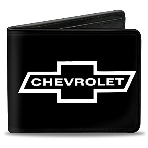 Buckle-Down Herren PU Bifold Wallet-1965 Chevrolet Bowtie Schwarz/Weiß, Mehrfarbig, 10,2 x 8,9 cm, Mehrfarbig, 4.0" x 3.5", Buckle-down Pu Bifold Wallet - 1965 Chevrolet Bowtie Schwarz/Weiß von Buckle-Down