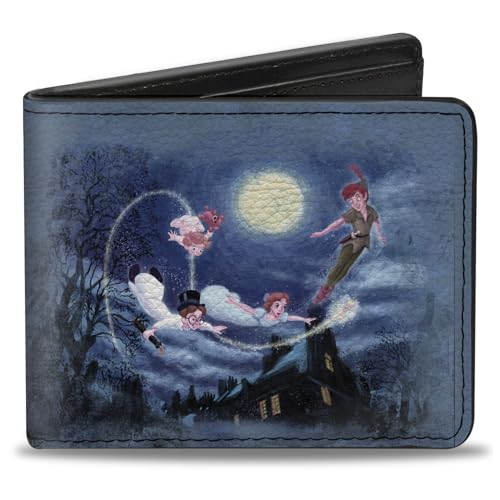 Buckle-Down Herren Peter Pan Flying Scene + Take Me to Neverland Reisezubehr-Bi-Fold-Brieftasche, Mehrfarbig, Standard größe von Buckle-Down