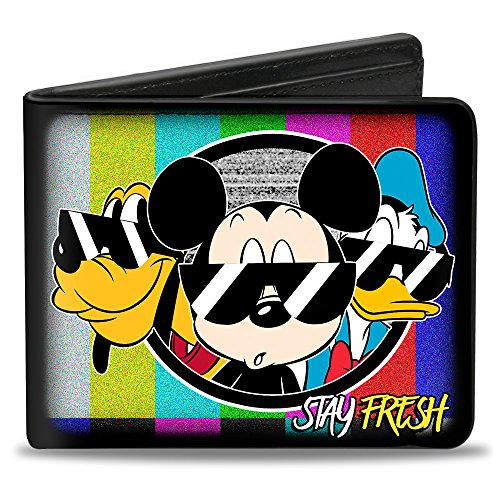 Buckle-Down Herren Pluto/Mickey Mouse/Donald Duck Stay Fresh Group Reisezubehr-Bi-Fold-Brieftasche, Mehrfarbig, Standard größe von Buckle-Down